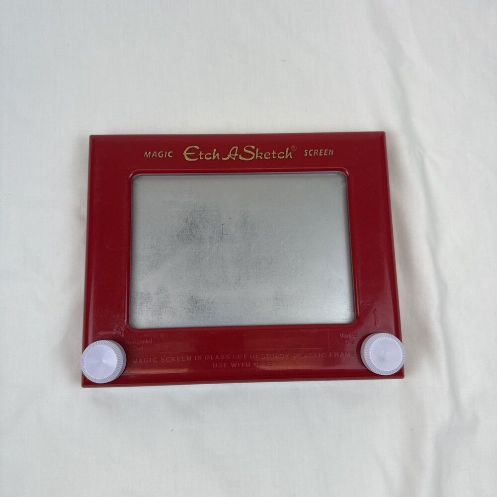Vintage Etch A Sketch Magic Screen Drawing Toy Red Classic Used